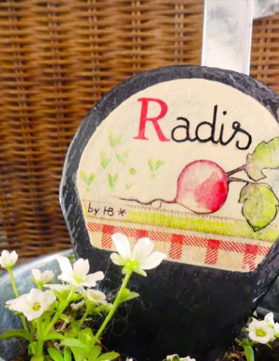 étiquette marque plante ardoise jardin et potager signée by HB