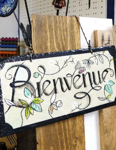 plaque décorative ardoise à accrocher signée by HB