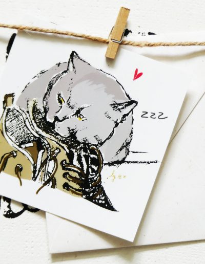 carte postale carré chat